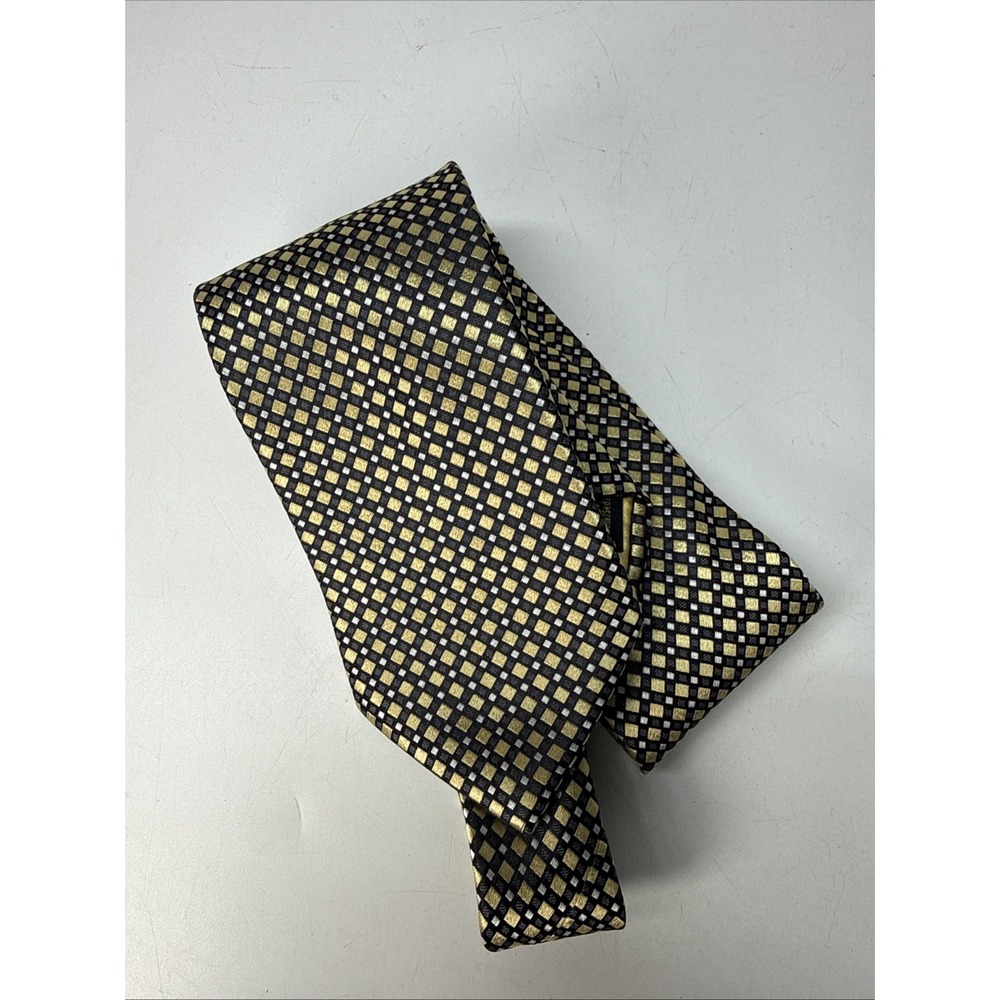 Donald J Trump Signature Collection Mens Gold & Blue Silk Neck Tie Designer